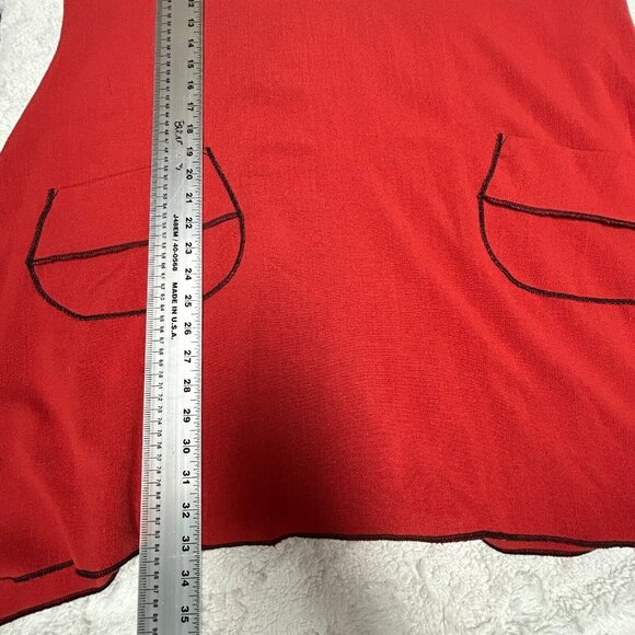 Monika Astara Womens Handmade Art to Wear Tunic Red Asymmetric Hem Lagenlook - Picture 8 of 8